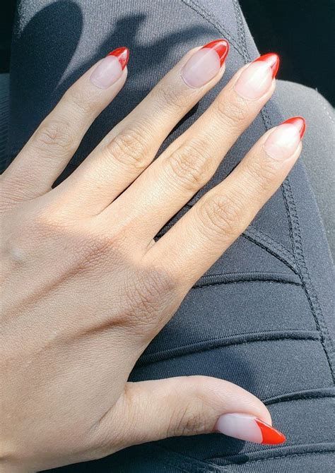 red french tip almond shape